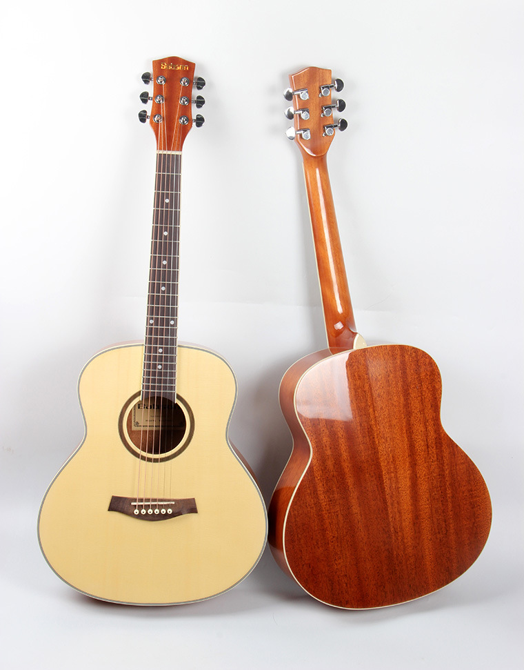 百森品牌36寸迷你桶型小民谣木吉他亮光大量现货生产批发