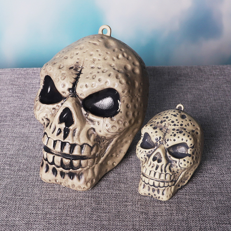 万圣节骷髅头摆件 仿真骷髅头恐怖树脂 鬼节鬼屋派对场景装扮道具