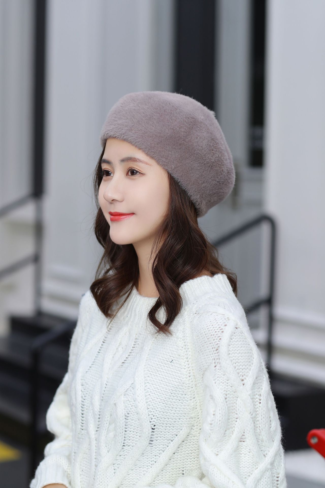贝雷帽女秋冬季韩版日系百搭貂绒蓓蕾帽英伦冬天网红画家帽子潮