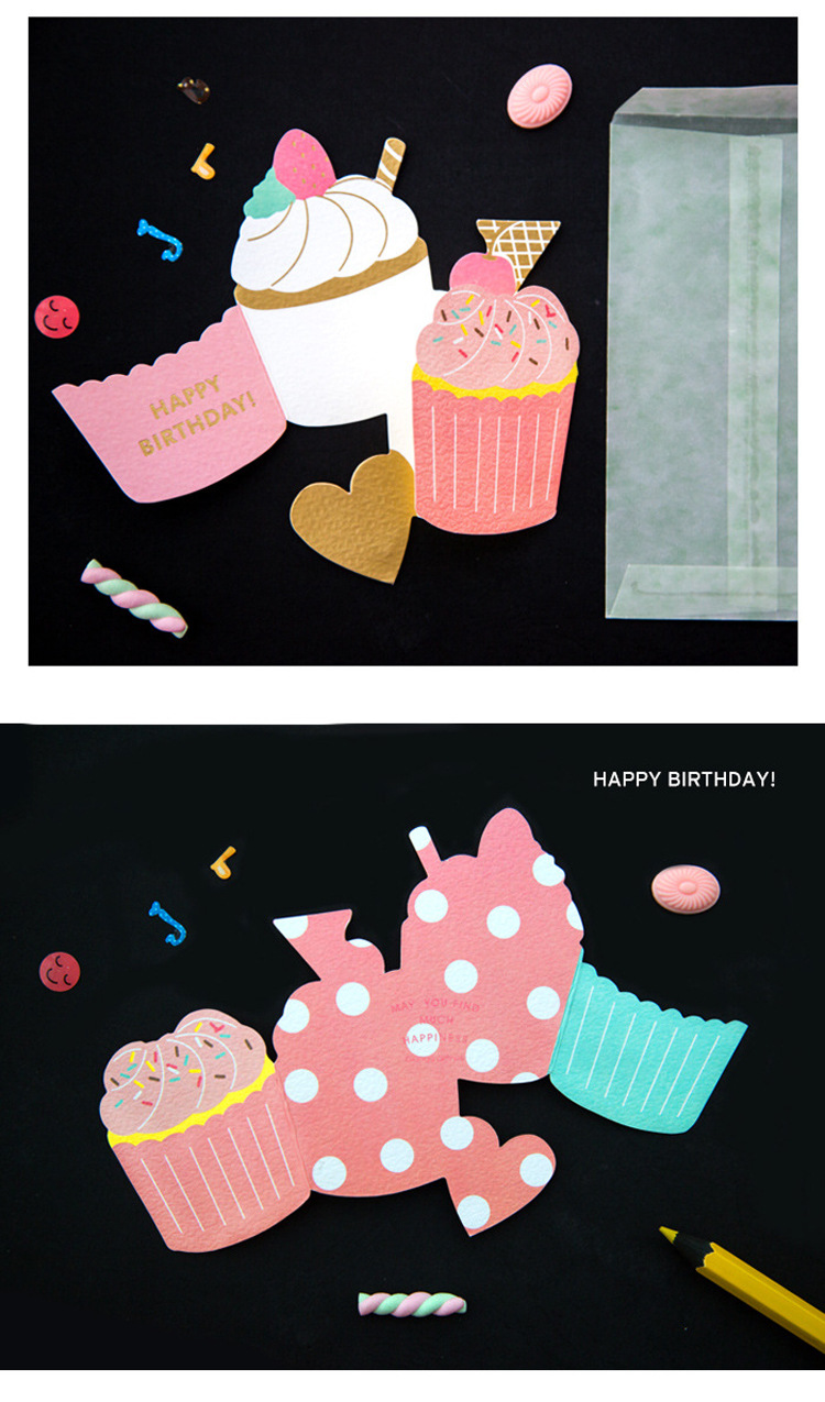 韩国精美清新创意小卡片卡通生日祝福卡感谢卡留言卡贺卡蛋糕造型