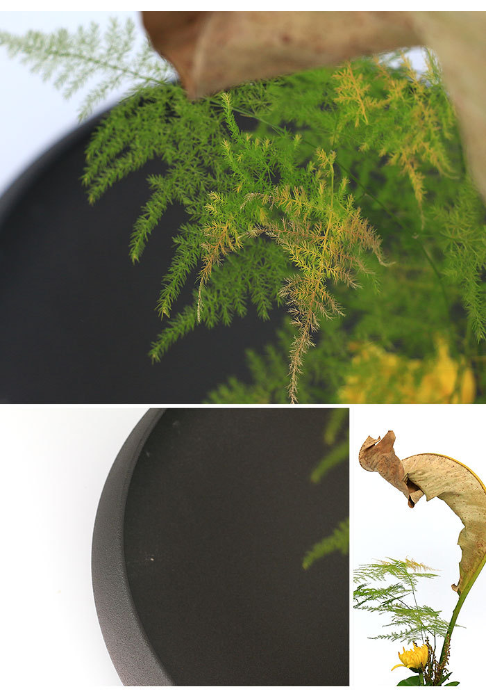 中式日式花道小源流插花禅意 中华花艺水盘水盆磨砂黑色手工陶瓷