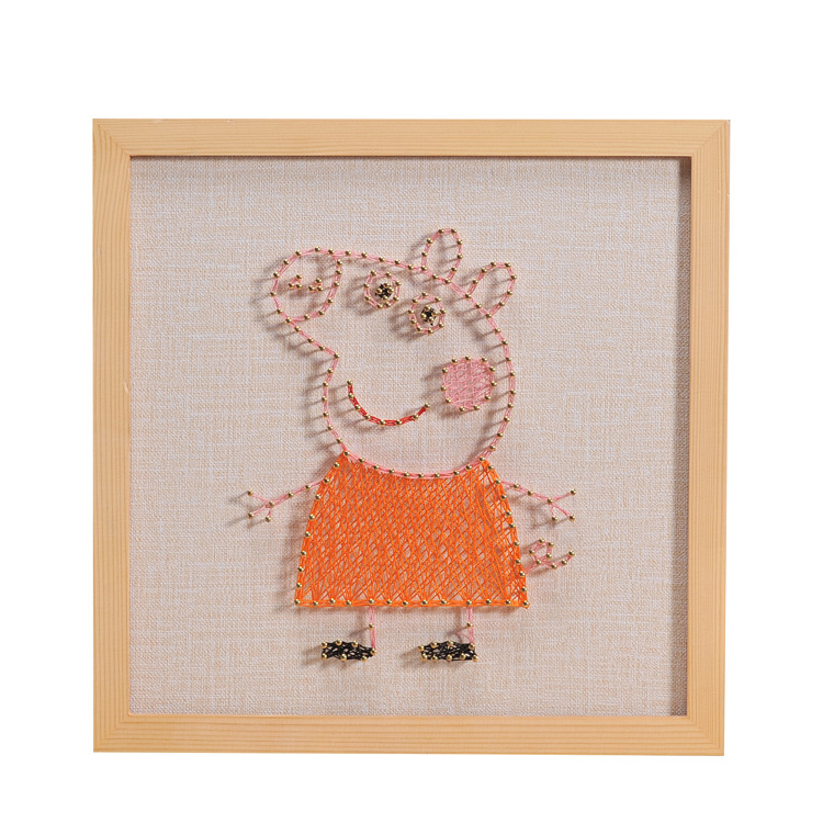 小猪 钉子画绕线画 diy材料包 纱线画客厅挂画手工团建制作批发