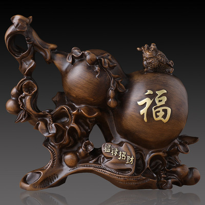 金蟾风水招财葫芦摆件家居客厅酒柜装饰品工艺礼品中式玄关柜摆设