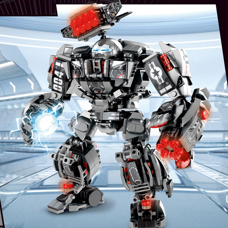 乐宜76013复仇者联盟4积木超级战争机器钢铁侠机甲拼装玩具积木人