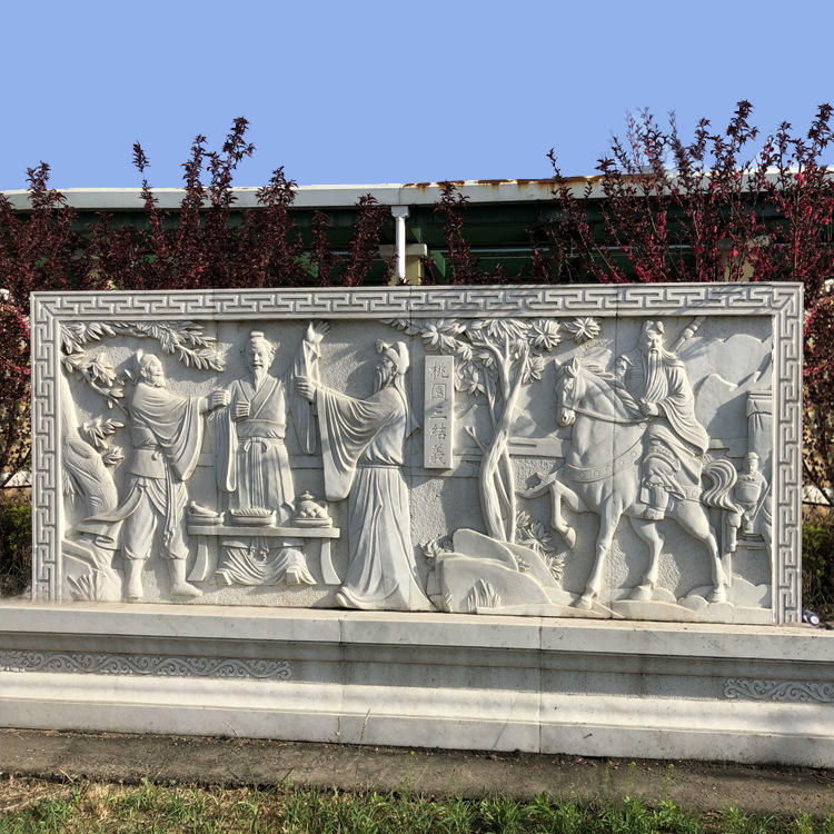 石雕人物浮雕大型大理石汉白玉景观墙壁画学校广场文化墙设计制作