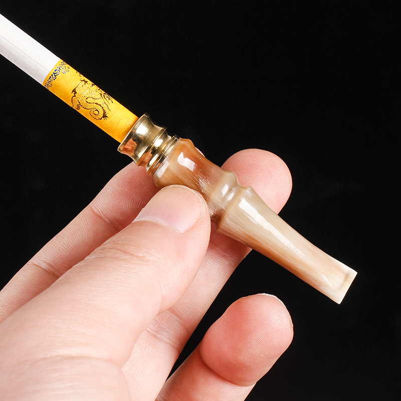 天然牦牛角烟嘴可清洗循牛角过滤嘴过滤器粗中细三用型烟咀配件