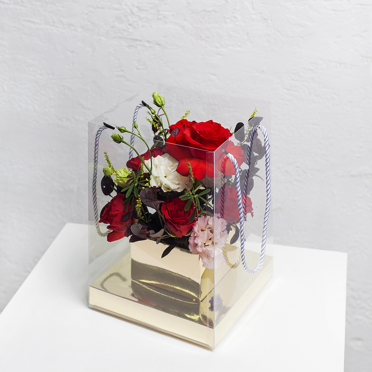 靖凯pvc水晶花房透明手提盒玫瑰花圣诞节包装花束盒子插花礼盒