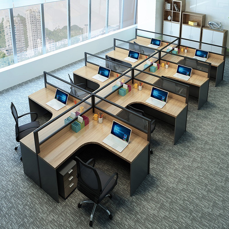 办公桌办公室家具简约现代4/6人位屏风卡位工位桌椅组合单人框架-报价