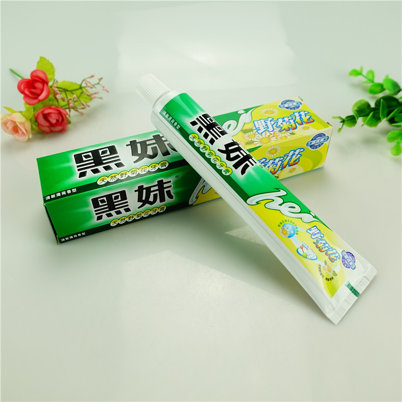 黑妹野菊花牙膏护龈健齿清洁口腔菊花薄荷型清新口气洁白美齿105g