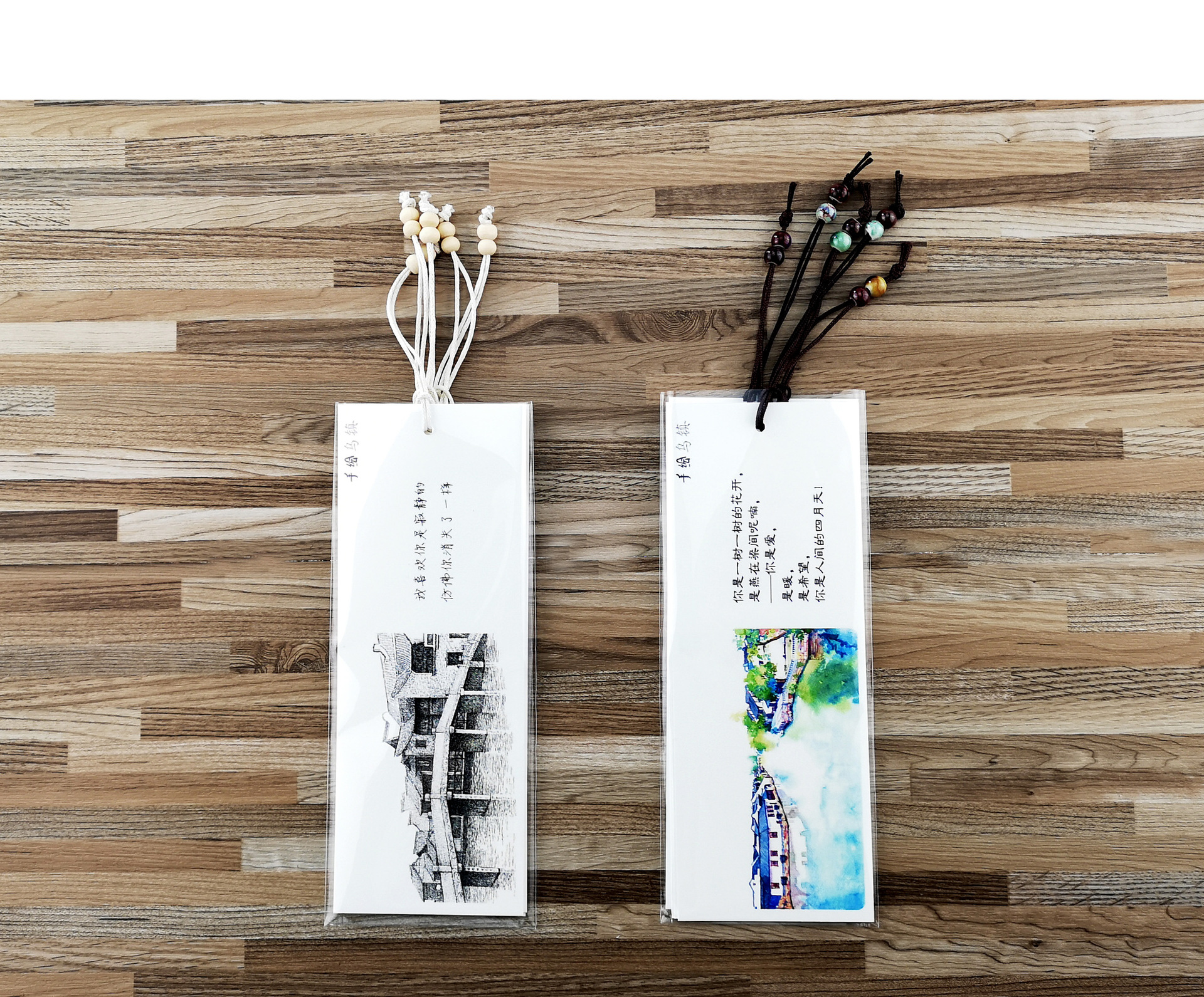 乌镇手绘摄影明信片水彩书签旅游纪念品出差城市风景青青子衿文创