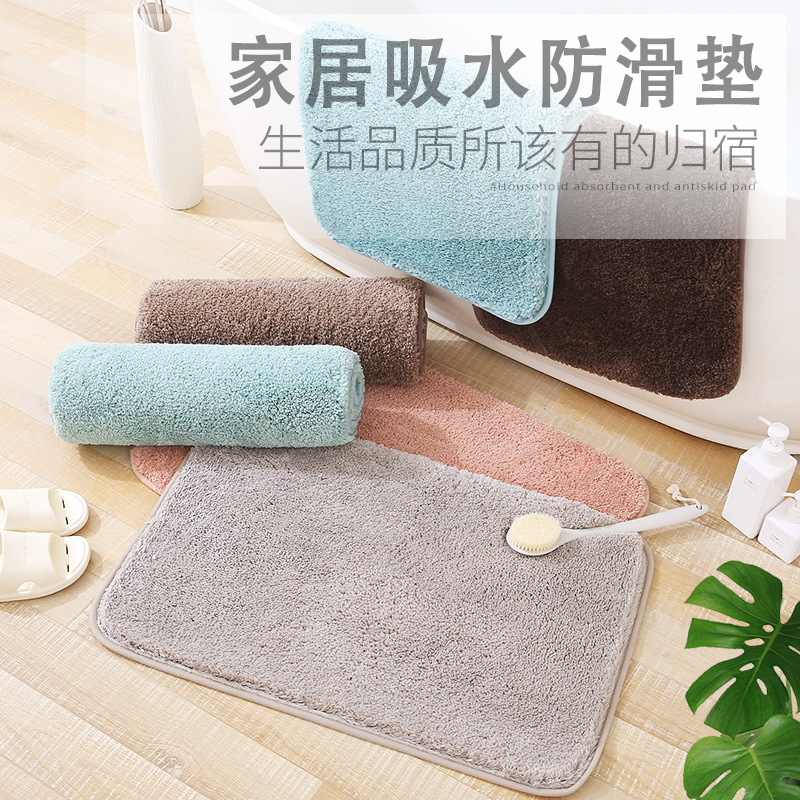 Cross-Border Hot Thickened Bathroom Mats Bathroom Absorbent Non-Slip Door Mat Bedroom Pile Floor Covering Generation