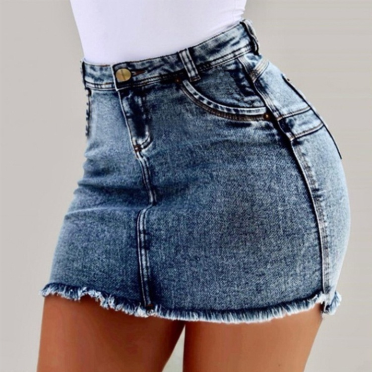 Creative Style Summer Intellectual Style Elegant Women's Clothing Yeast Factory Float Denim Package Hip Skirt Skirt Factory Direct Sales