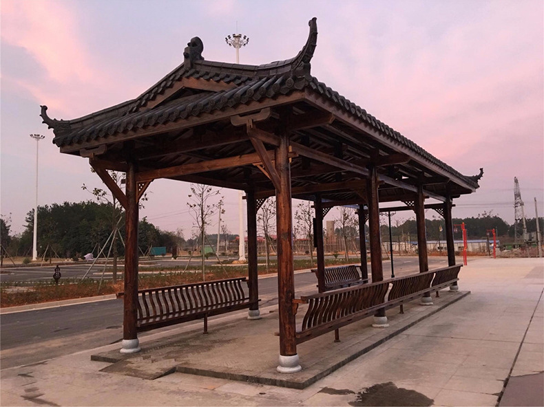 定制户外景观实木走廊长廊 防腐木长廊厂家 室外文化景区景观长廊