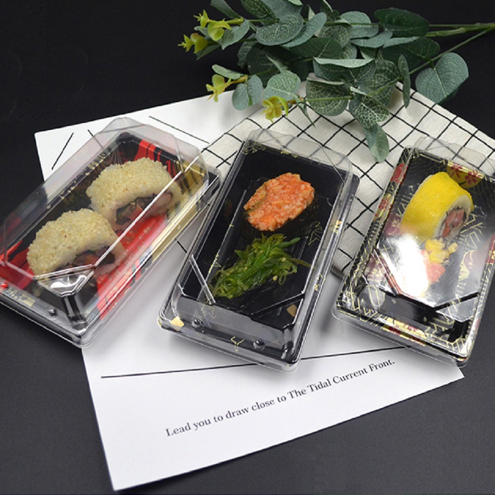 特价0号寿司盒一次性带盖迷你日式打包盒2粒3粒装带盖寿司包装盒