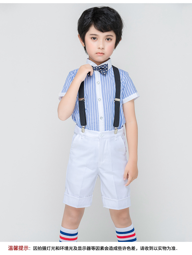 花童男童礼服套装夏2019新款小男孩礼服背带裤服装钢琴演奏演出服