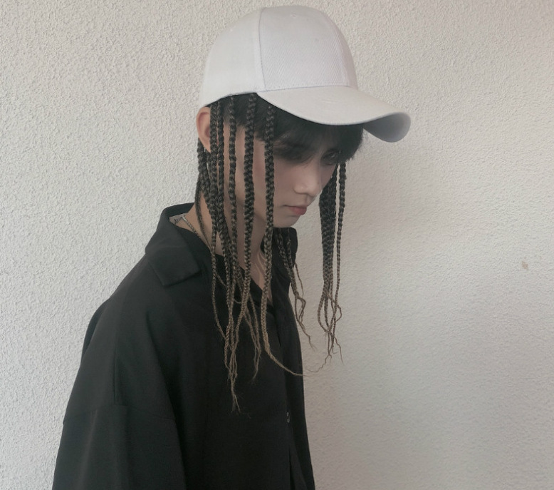 脏辫假发帽子一体秒戴男时尚嘻哈辫子假发男头戴式成品直接戴马尾