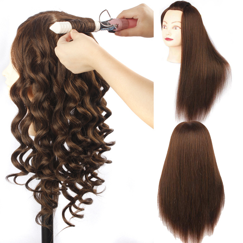 化纤假发头模练习头美发盘发模特头化妆假人头编发工厂一件代发