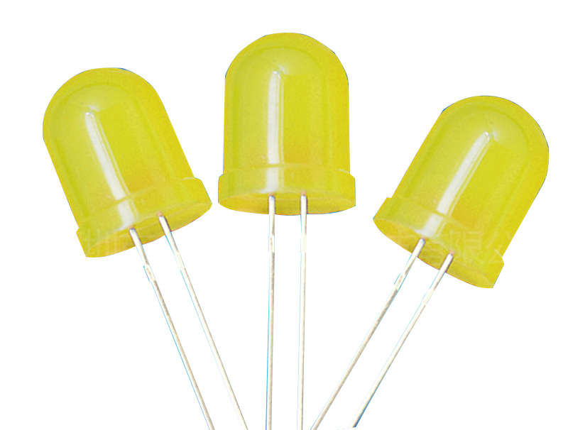 led灯珠直插 10mm黄发黄高亮有边长脚 发光二极管 f10圆头灯珠