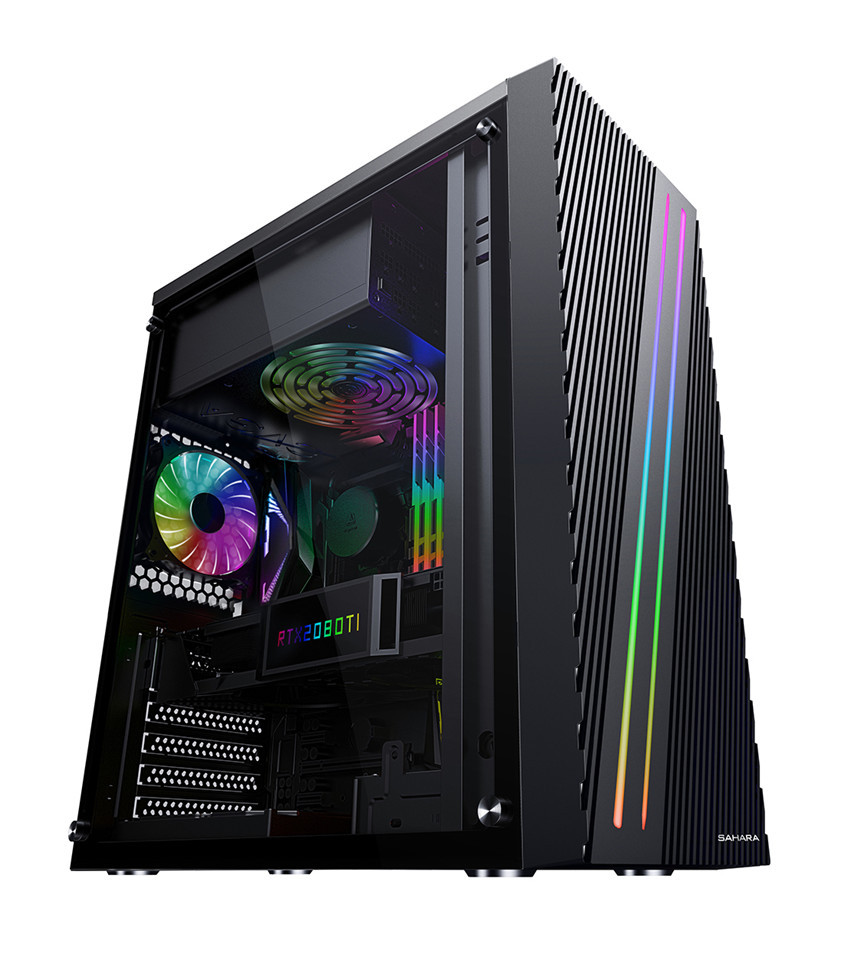 sahara/撒哈拉 神光1号 全彩rgb灯条 侧透台式机电脑游戏主机箱