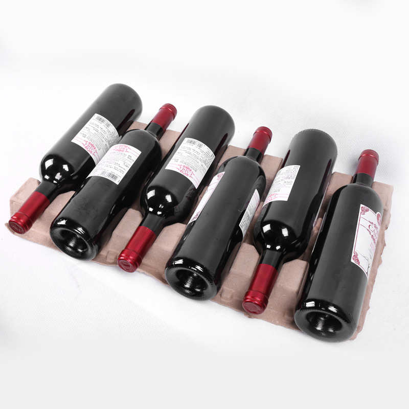 专业生产纸浆红酒托 纸盒包装内衬6瓶装防震多规格纸浆模塑可定制