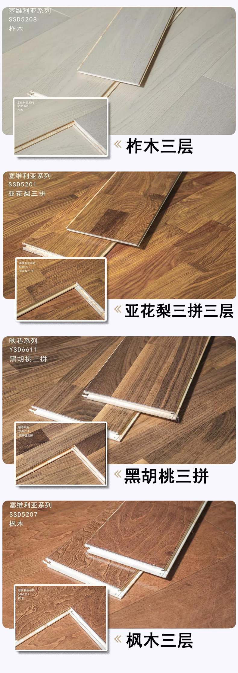 三层实木地板截面图,新三层实木复合地板,三层实木复合地板_大山谷图库