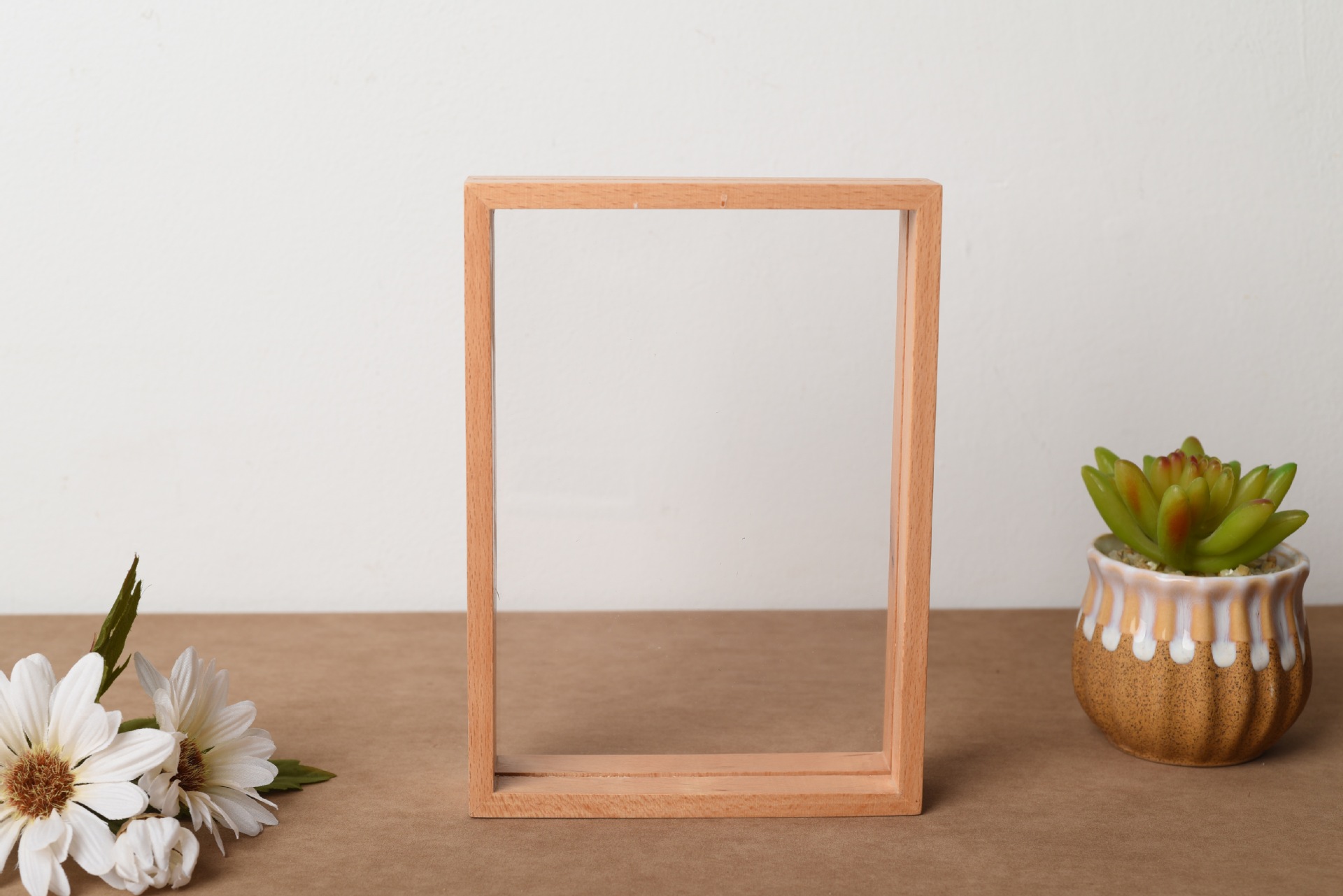 木制画框定制相框双面玻璃植物标本相框 立体画框透明木质相框定