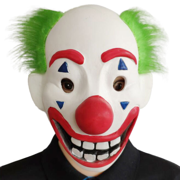 新款小丑面具头套电影joker恶魔小丑面罩乳胶半脸狂欢节圣诞面具