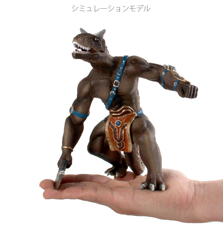 新款恐龙人形战士模型镰刀龙羽王龙霸王龙战士带武器模型摆件玩具