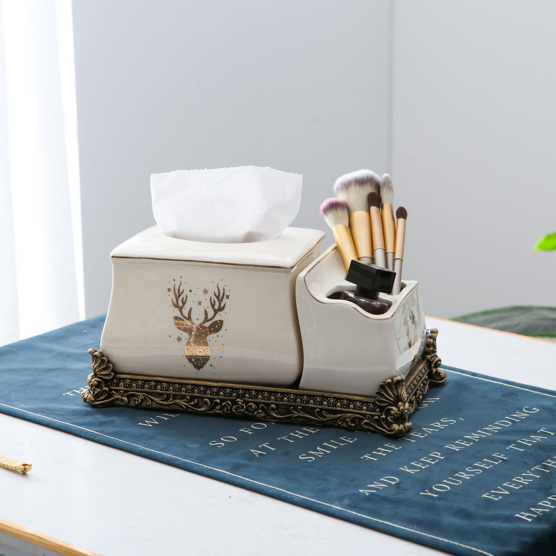 Fashion Living Room Desktop Household Paper Box Ceramic Tissue Box Multi-Purpose Storage Box Household Napkin Paper Box