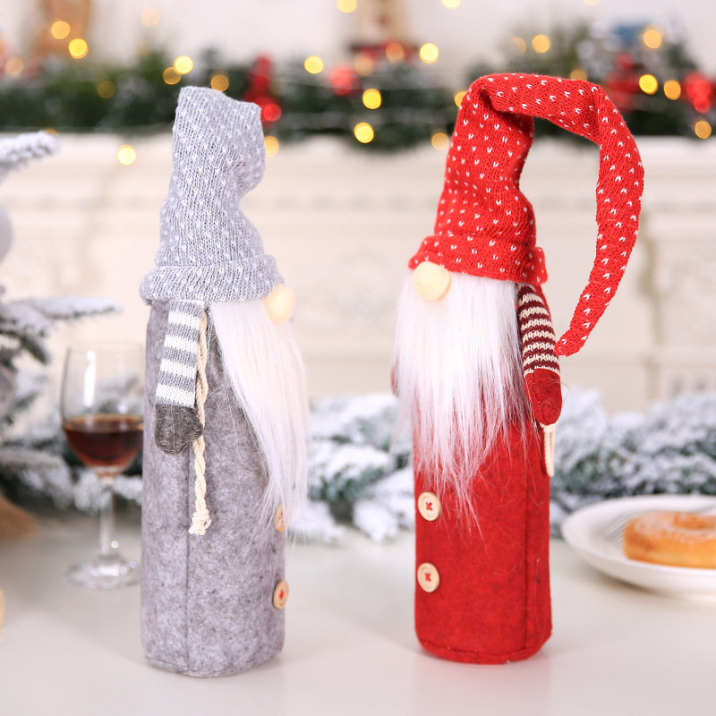 SOURCE Manufacturer Christmas Decoration Supplies Red Wine Bottle Champagne Set Christmas Forest Man Bottle Cover Hotel Dining Table Supplies