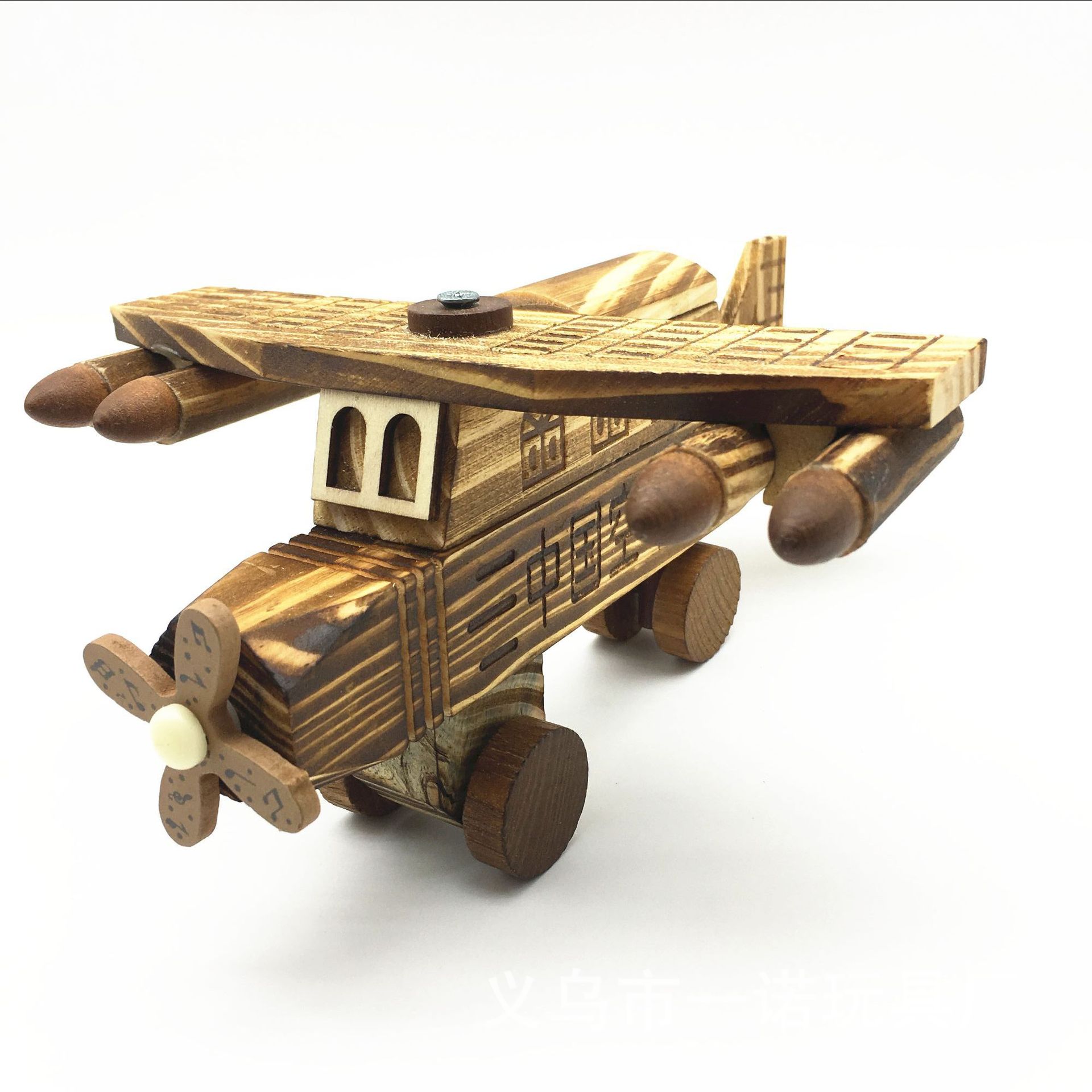 厂家直销新款木制空军直升飞机模型手工制作木质战斗飞机批发