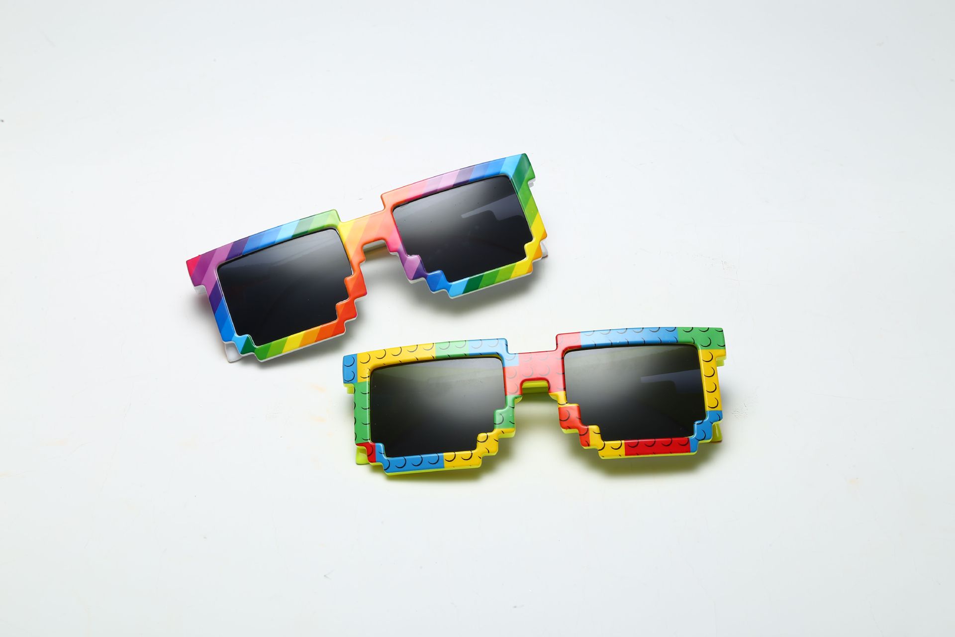 彩虹马赛克太阳镜 彩色跑眼镜 彩虹跑墨镜 color run跑步太阳眼镜