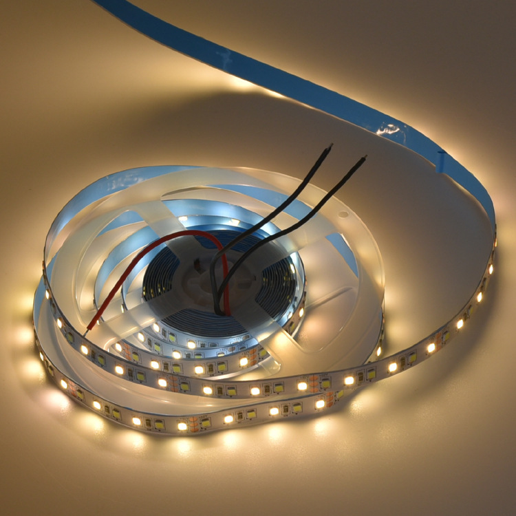 led双色温灯带 2835软灯带120灯12v 暖白冷白两色灯条 可调控灯带