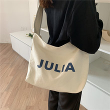 包包女包新款韩国ins同款单肩字母帆布包购物袋学生包斜跨包