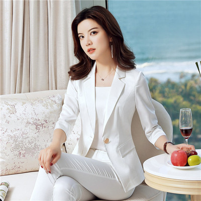 白色西装套装女气质职业装2018新款时尚英伦风小西服冬工作服现货