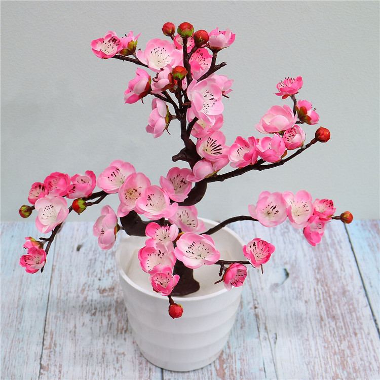 产地货源 人造假花小奥梅花枝客厅装饰花中式田园仿真梅花