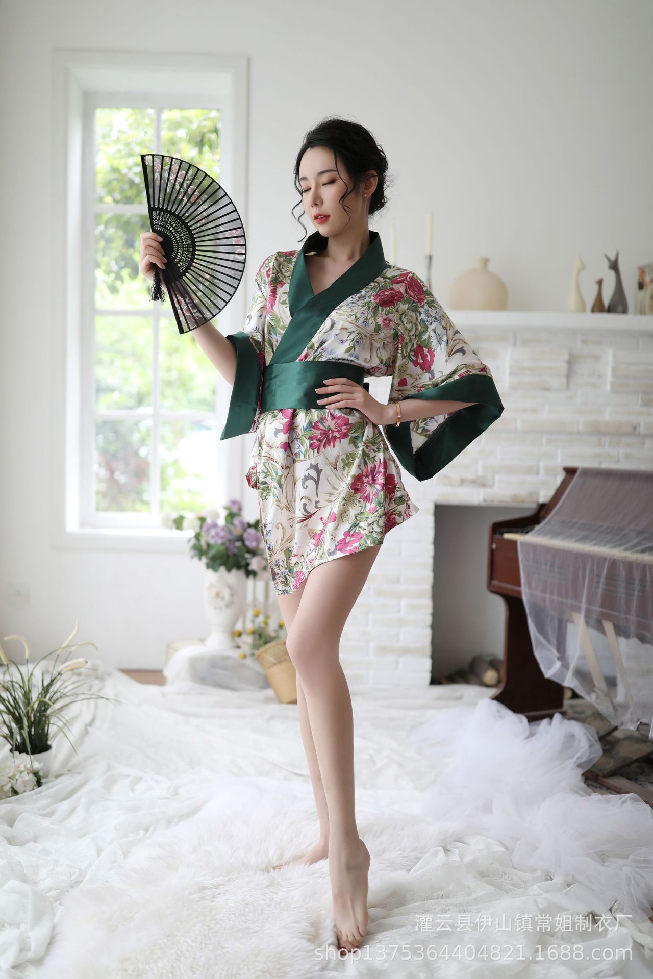 酥情情趣内衣女式低胸高端诱惑喇叭袖复古新日式和服性感套装2