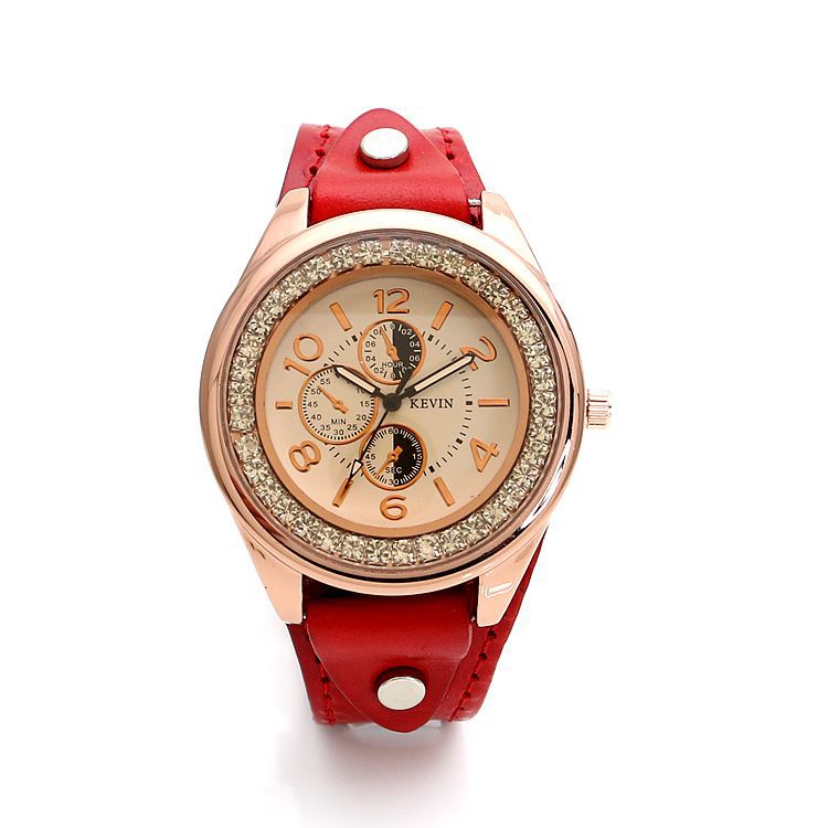 大表盘水钻女士手表女生复古皮带表百搭石英表时尚女表4548