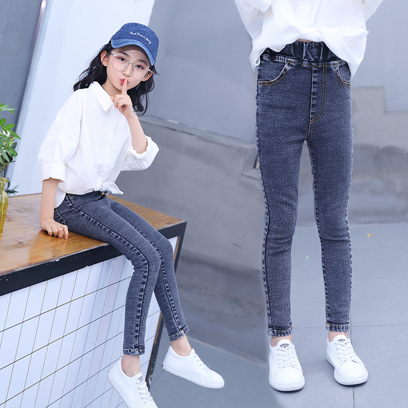 女童弹力牛仔裤秋季2022新款儿童直筒裤中大童小脚裤弹力裤春秋装