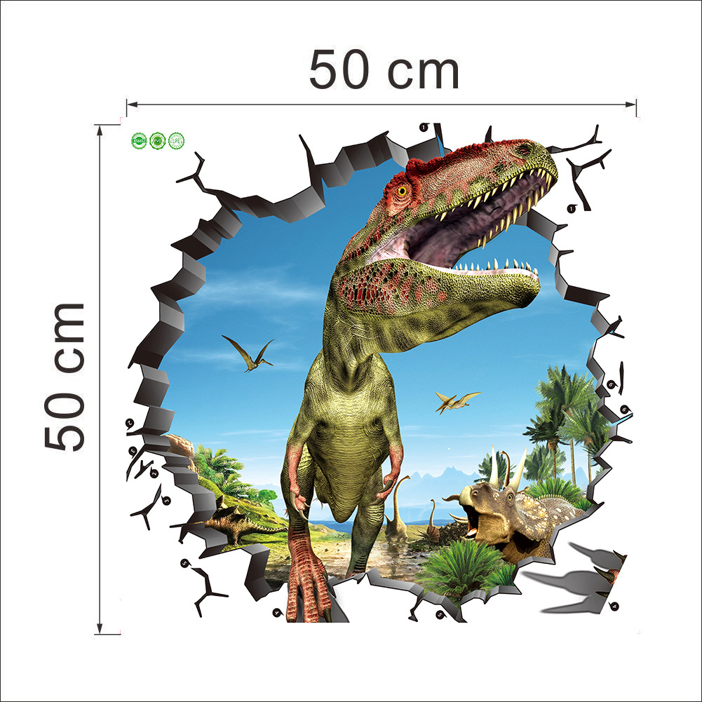 昆尚跨境新款3d恐龙卧室客厅装饰家居墙贴纸立体装饰画多款ks6612