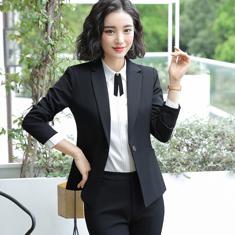 西装外套女春秋2021新款正装套装职业工作服小个子黑色西服女上衣