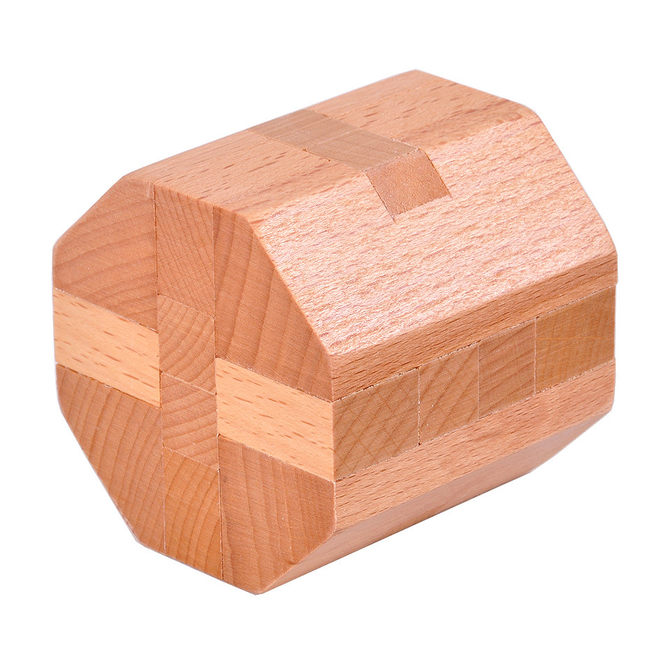 Wooden Educational Toys Burr Puzzle Burr Puzzle Octahedral Puzzle Box Room Lock Cube Lock Fourteen-Sided Dice Lock