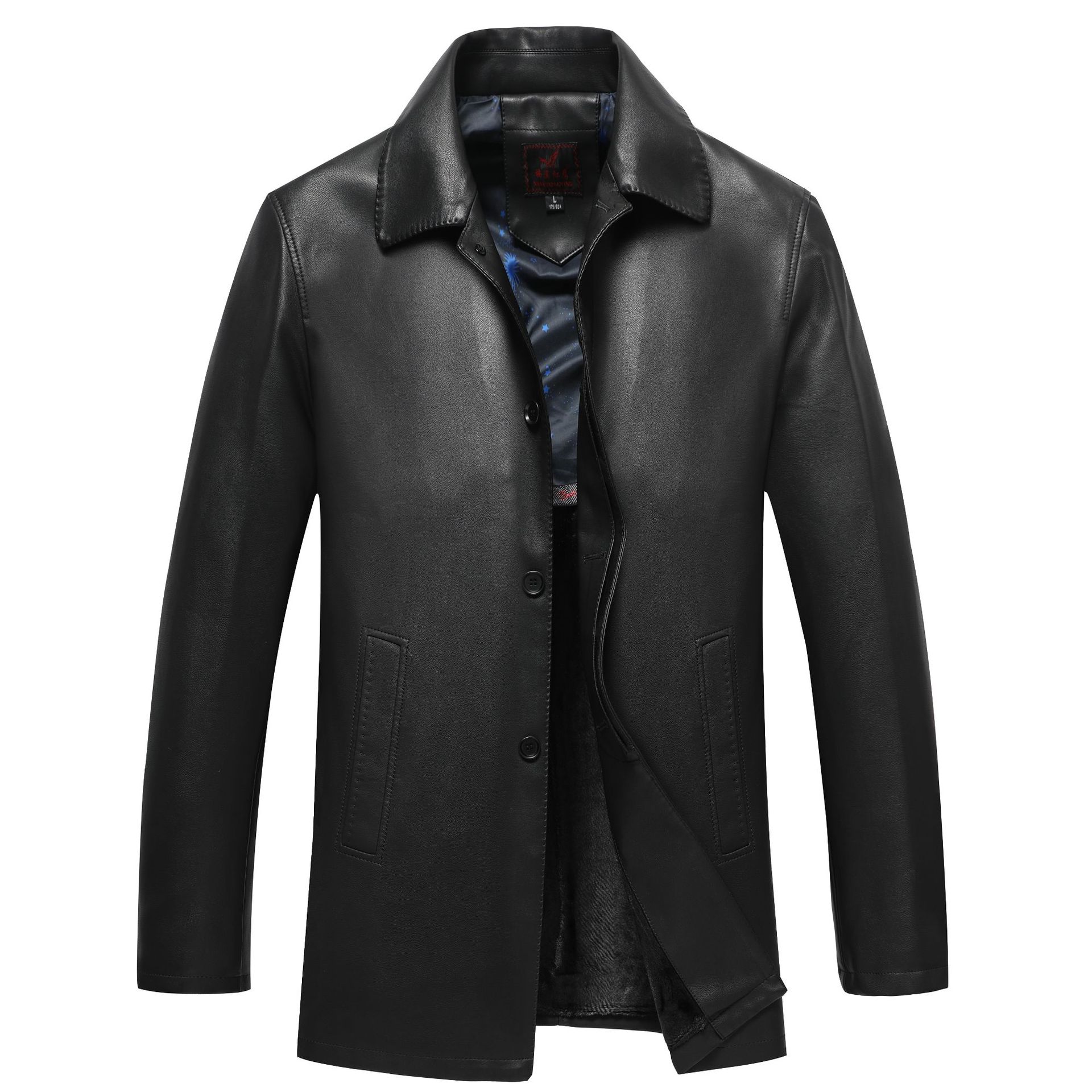 中老年真皮皮衣男中长款皮风衣男士修身绵羊皮皮夹克春秋季外套薄