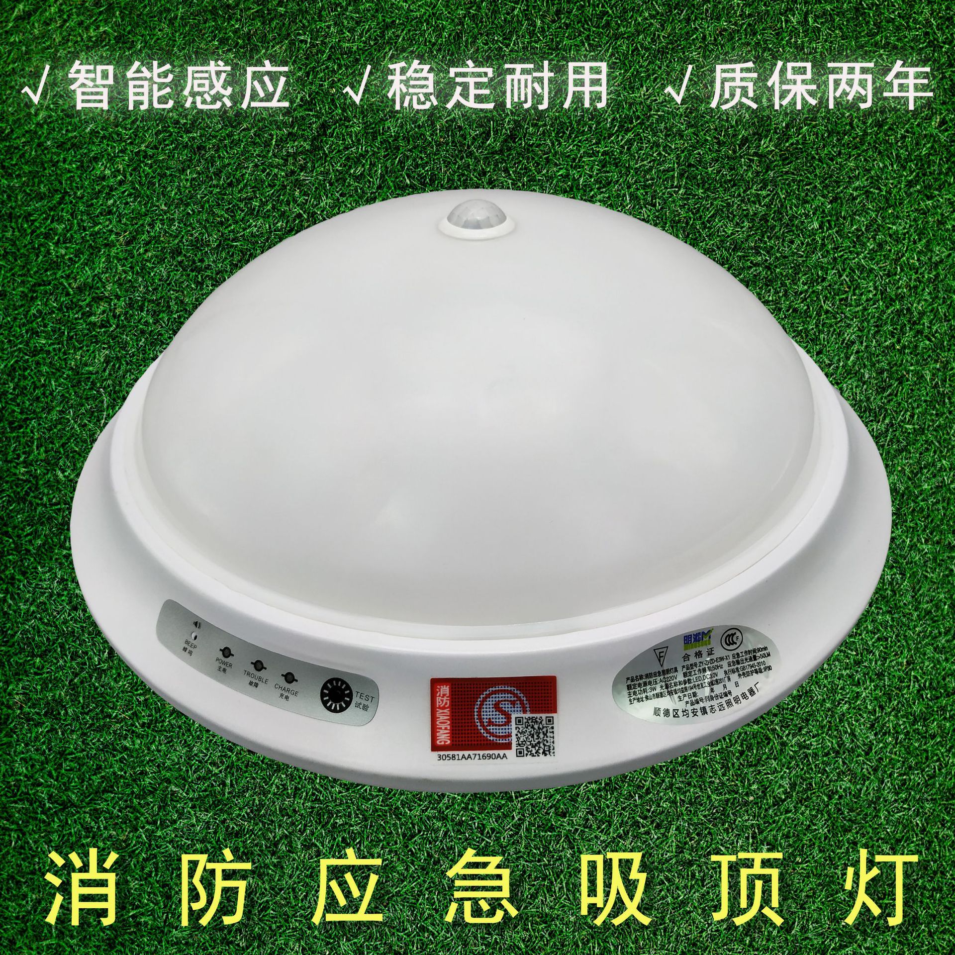 led智能人体感应吸顶灯 消防应急照明灯声光控红外感应应急吸顶灯