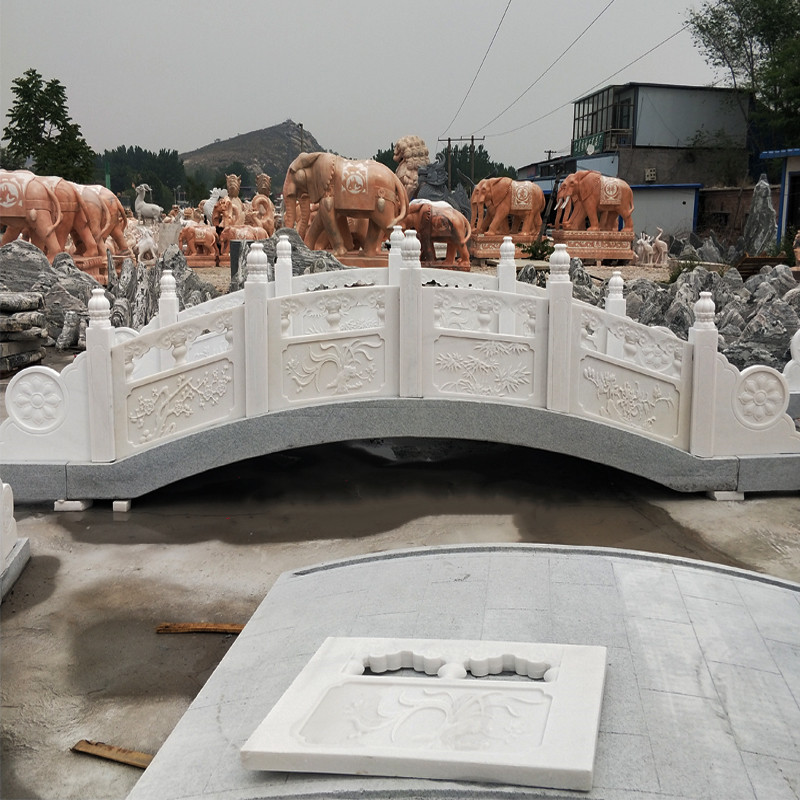 曲阳定制石材小拱桥小石桥汉白玉景观桥中式户外庭院公园流水摆件