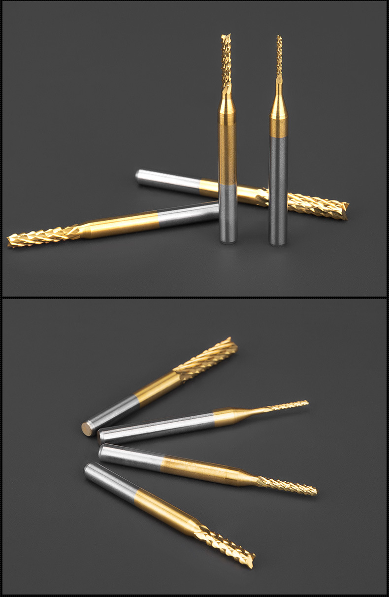 175钨钢tin涂层pcb铣刀锣刀电路板粗皮玉米铣刀立铣刀