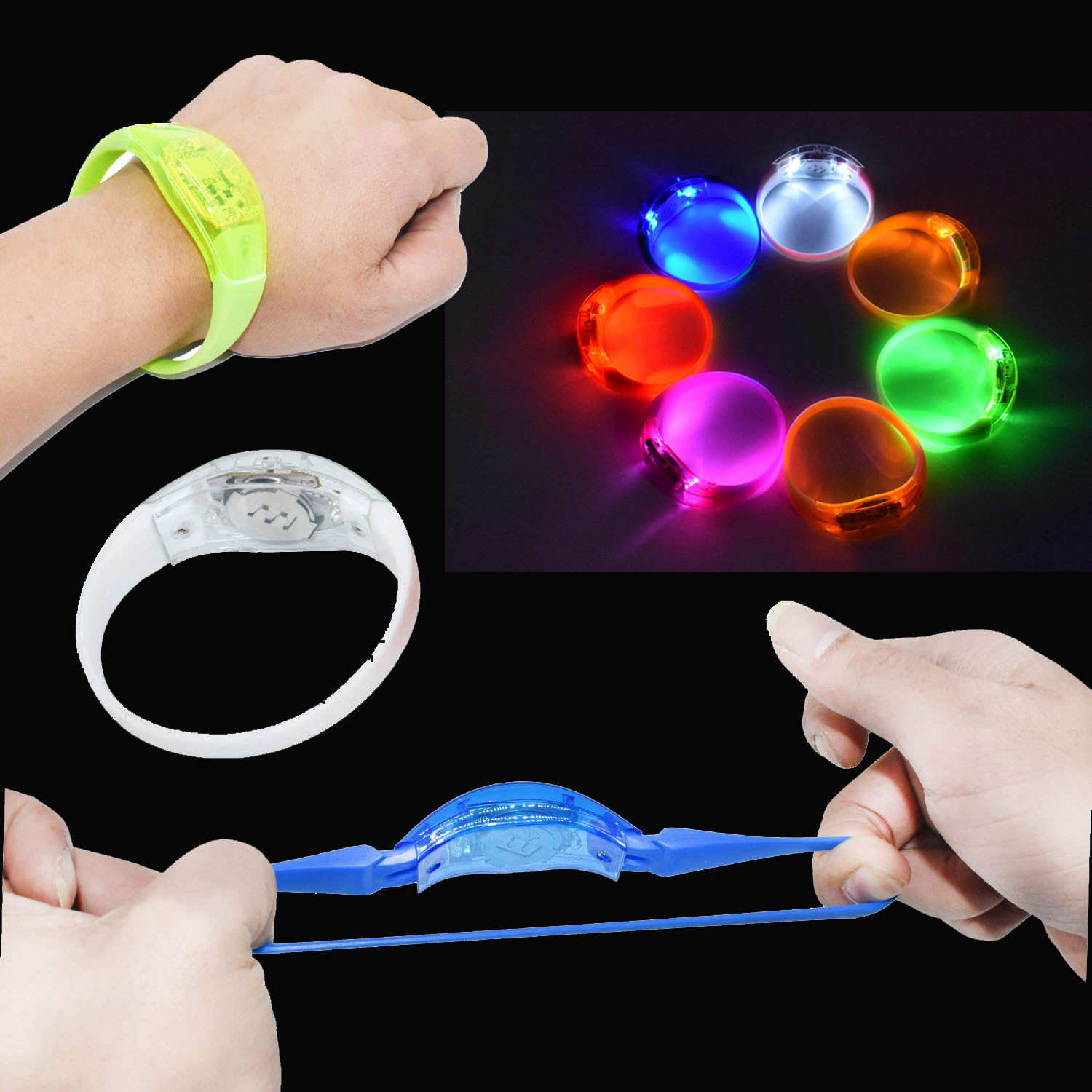 led 声控发光手环 震动 感应 硅胶手腕带 助威道具 酒吧节庆用品