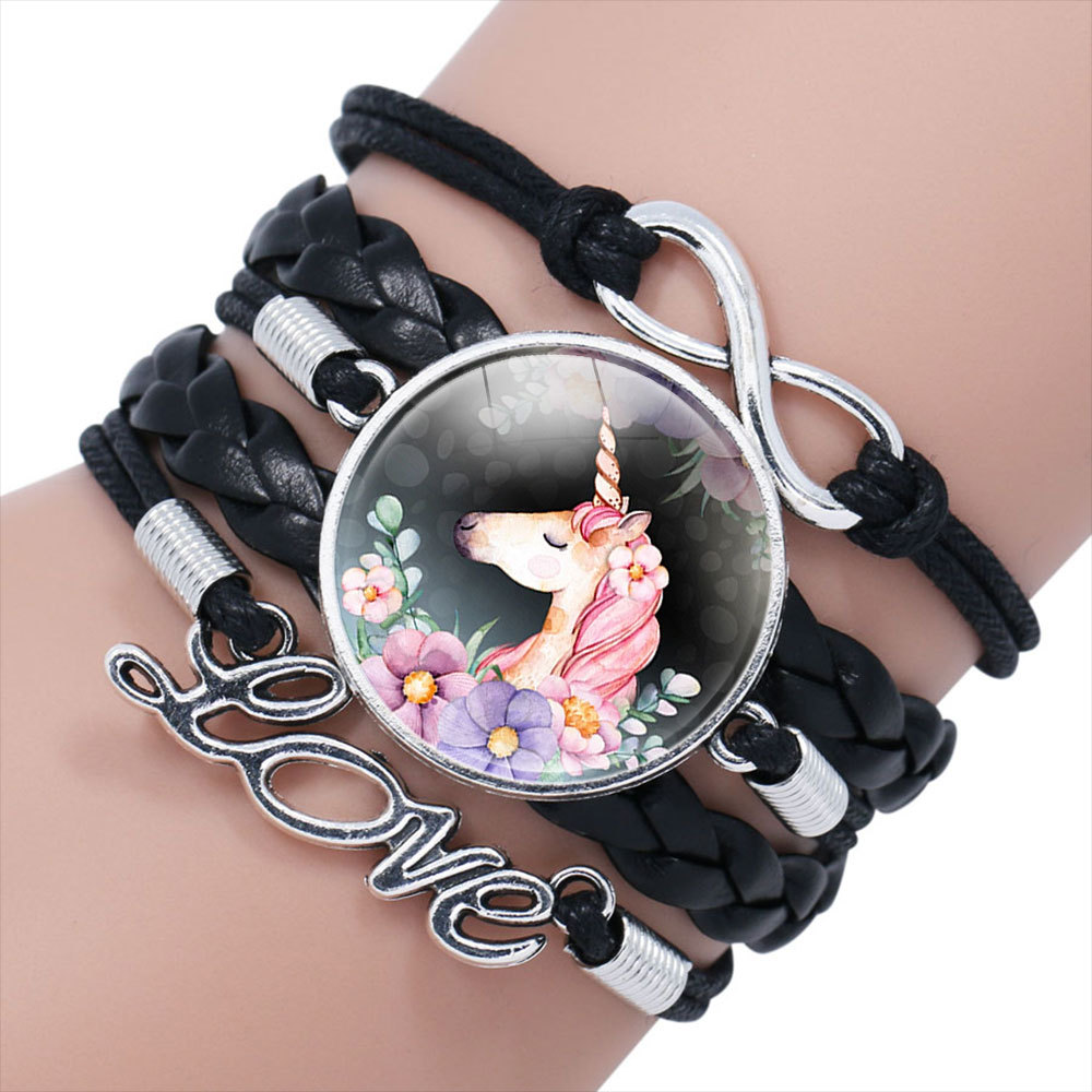 Cross-Border New Accessories Children's Cartoon Unicorn Multi-Layer Woven Bracelet Unicorn Bracelet Birthday Gift