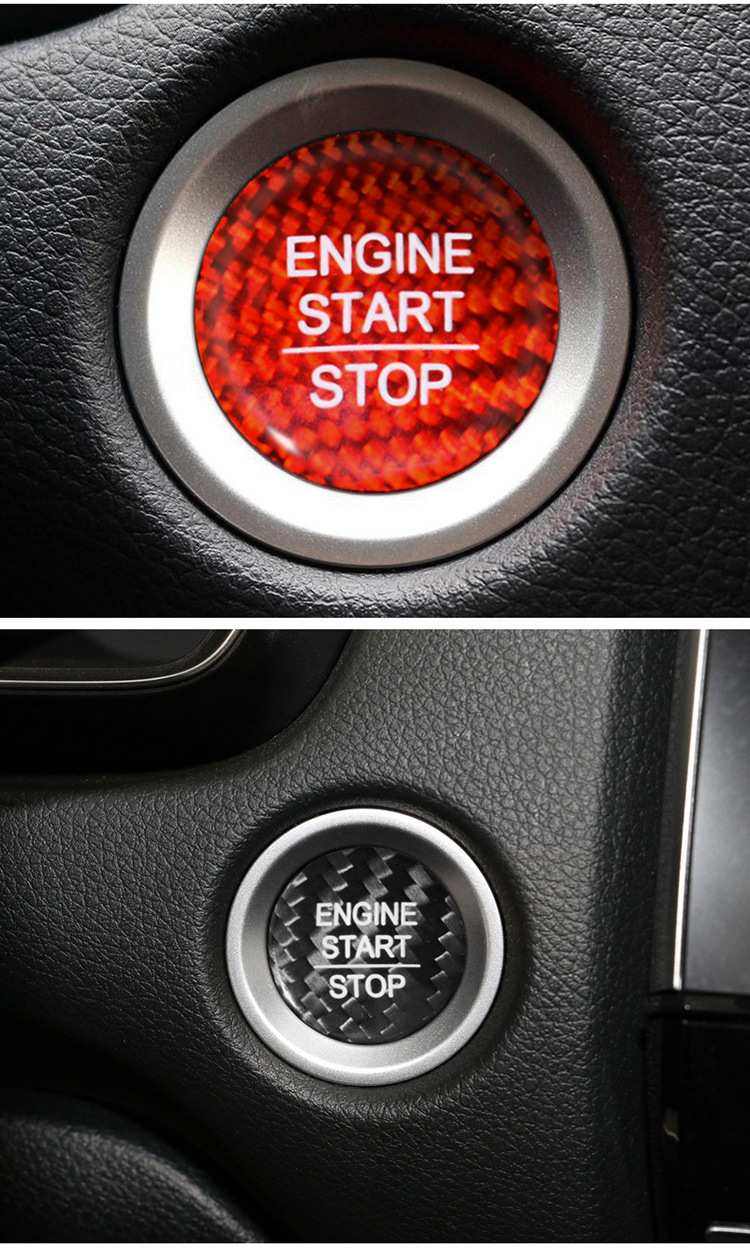 适用本田发动机一键启动按键盖碳纤维点火开关按钮帽内装饰贴配件