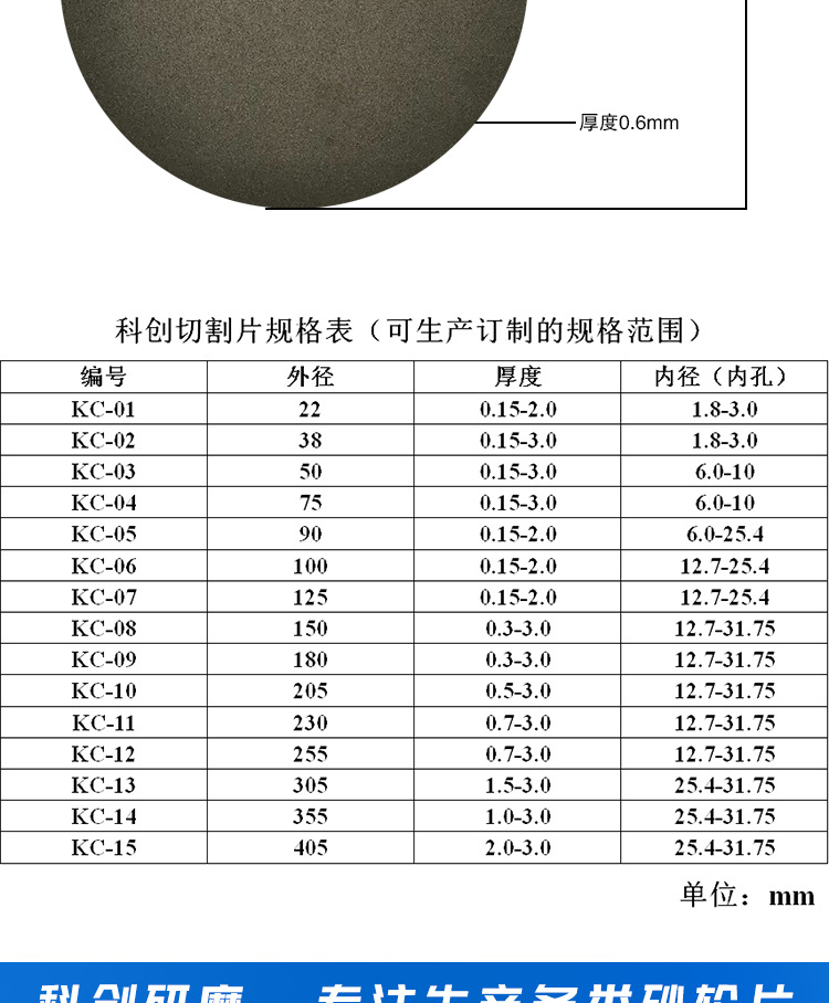 生产订制180*0.6*12.7金相切割砂轮片实验室切割片分析试样砂轮片